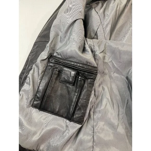 IZOD Men's Black Leather Jacket Full Zip Lined Size XL Classic Style - Picture 10 of 16
